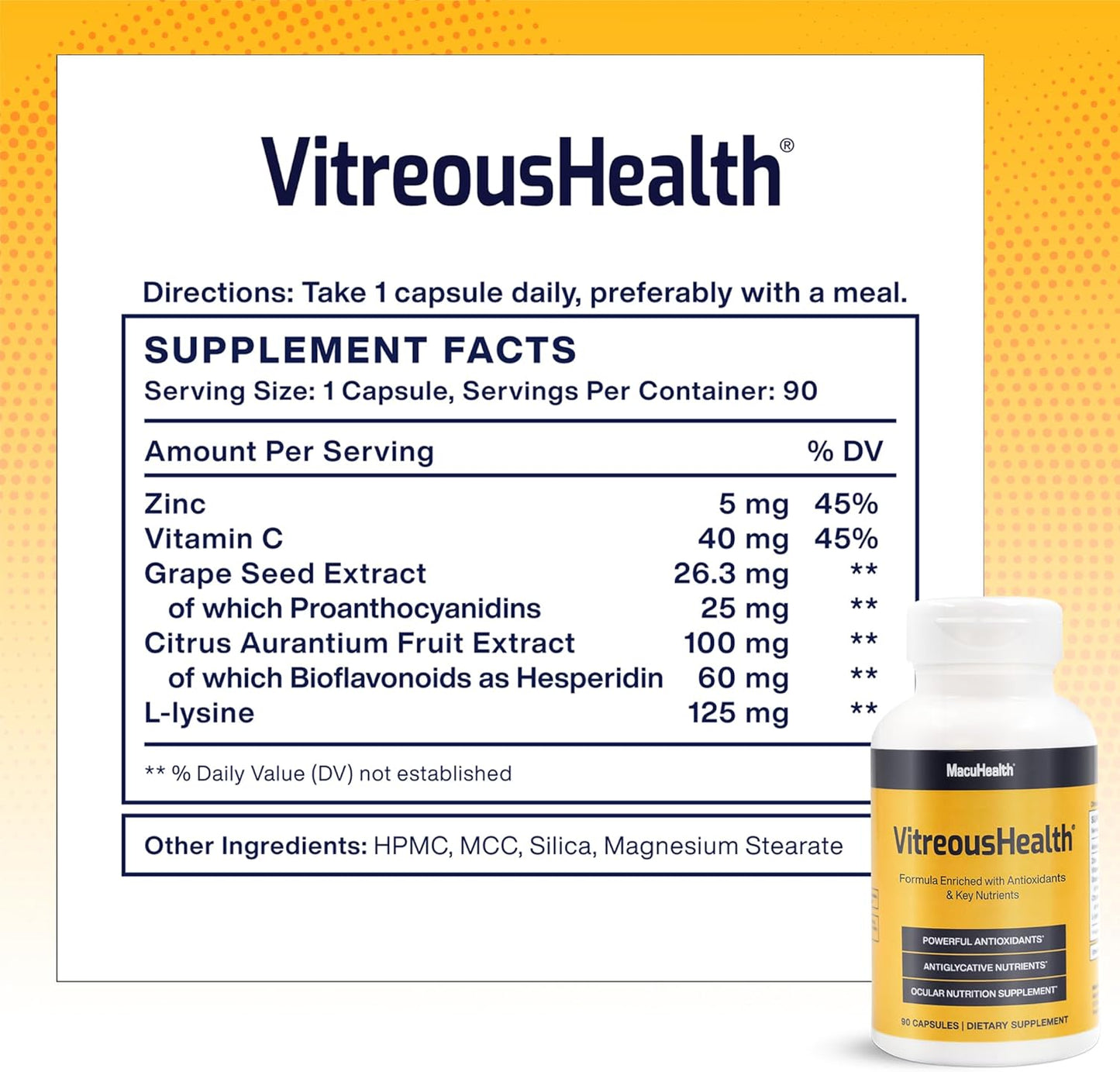 Macuhealth VitreousHealth Evidence-Based Eye Supplement - 90 Capsules