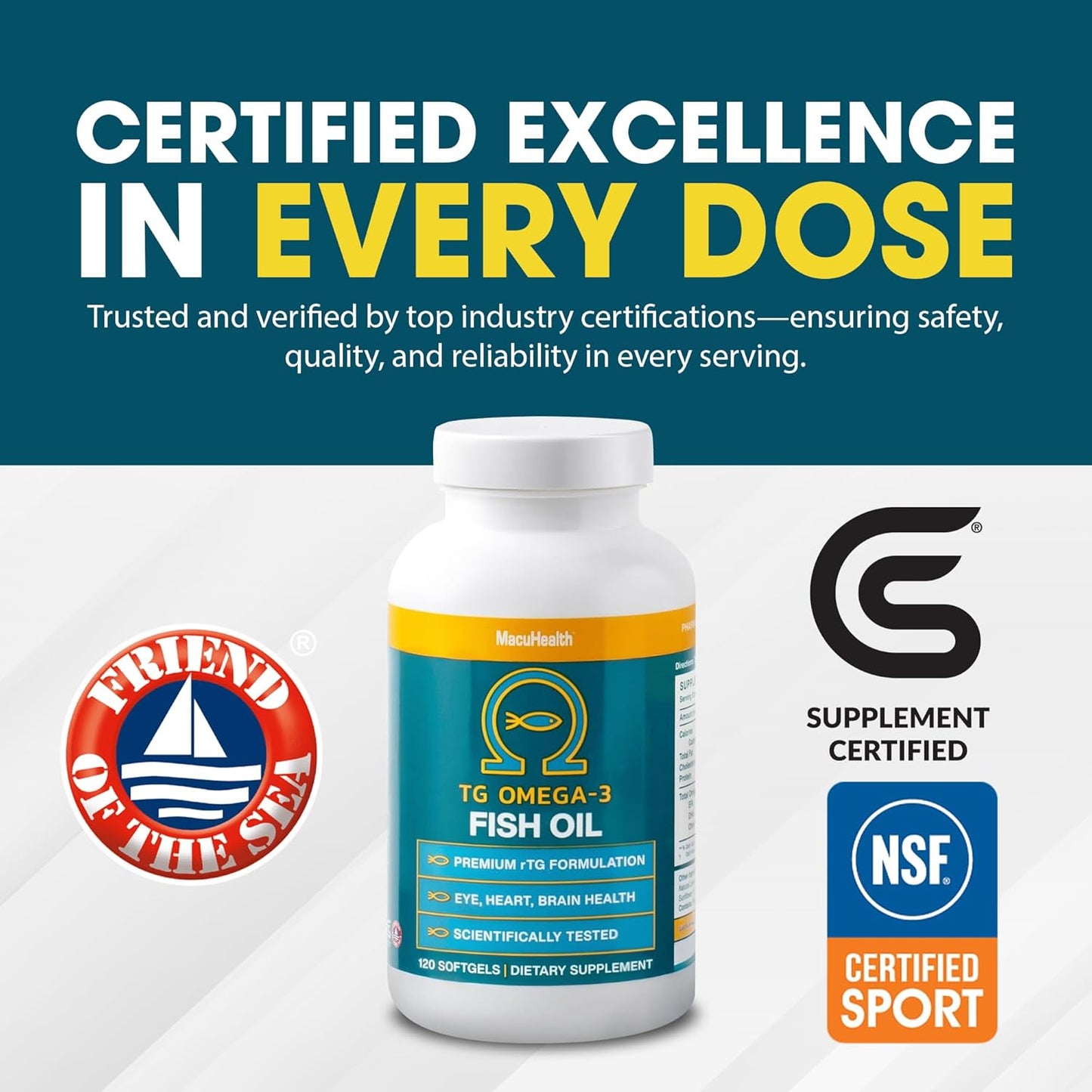 MacuHealth® Omega-3 Eye & Brain Health Supplement | 120 Softgels