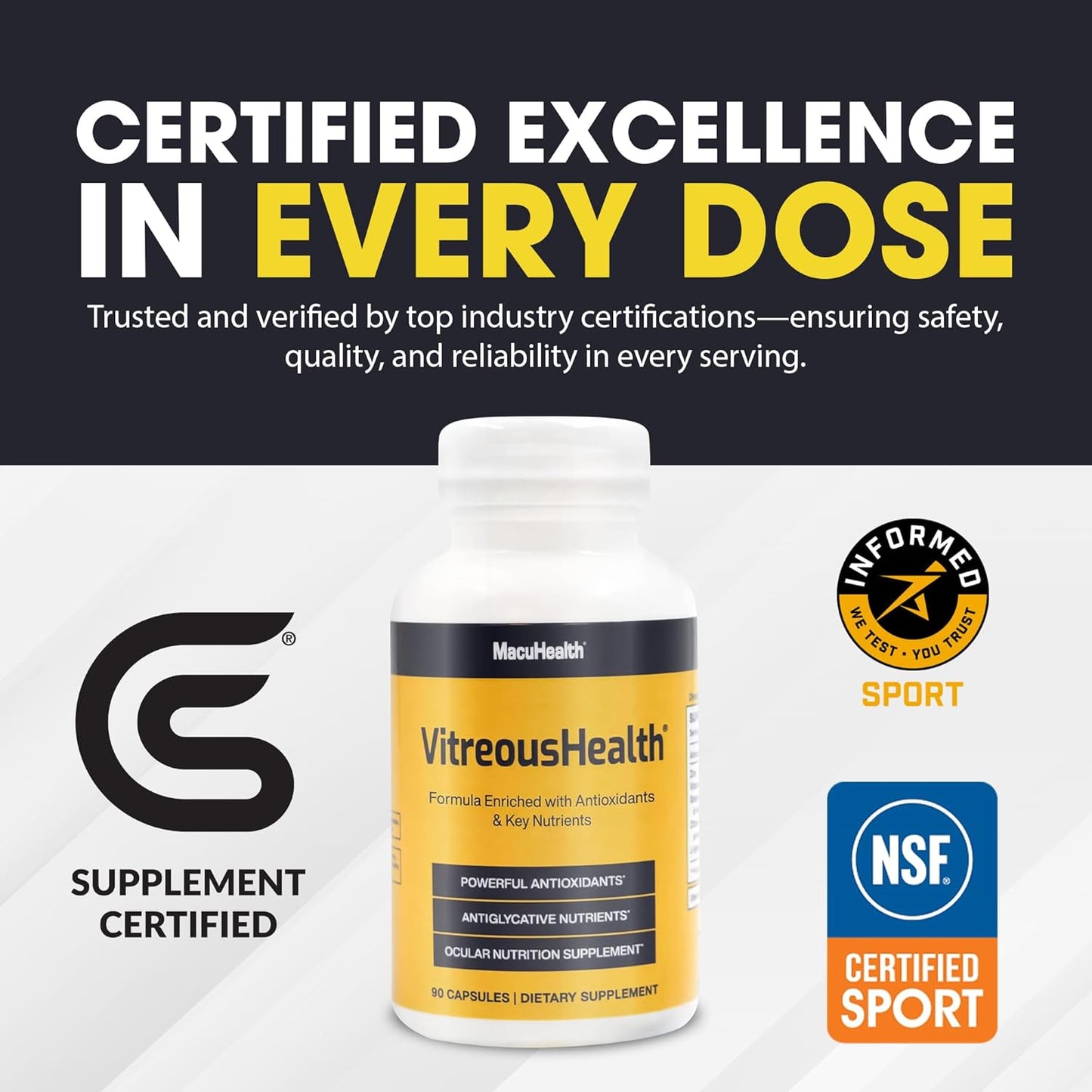 Macuhealth VitreousHealth Evidence-Based Eye Supplement - 90 Capsules